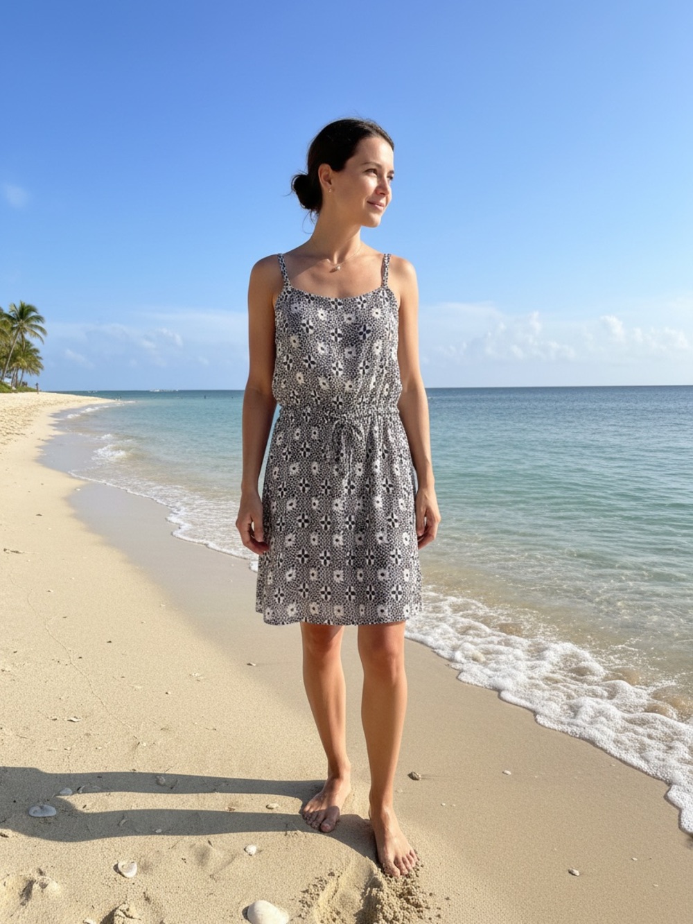 Quiksilver Black & White Floral Spaghetti-Strap Dress or Cover up.
